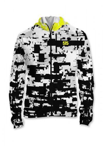 Laufjacke mit Kapuze - GLITCH - White Fluo