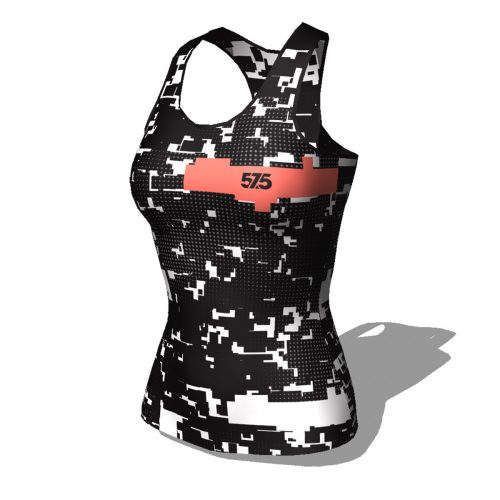 Lauf t-shirt ärmellos für Damen - GLITCH BLACK - Coral